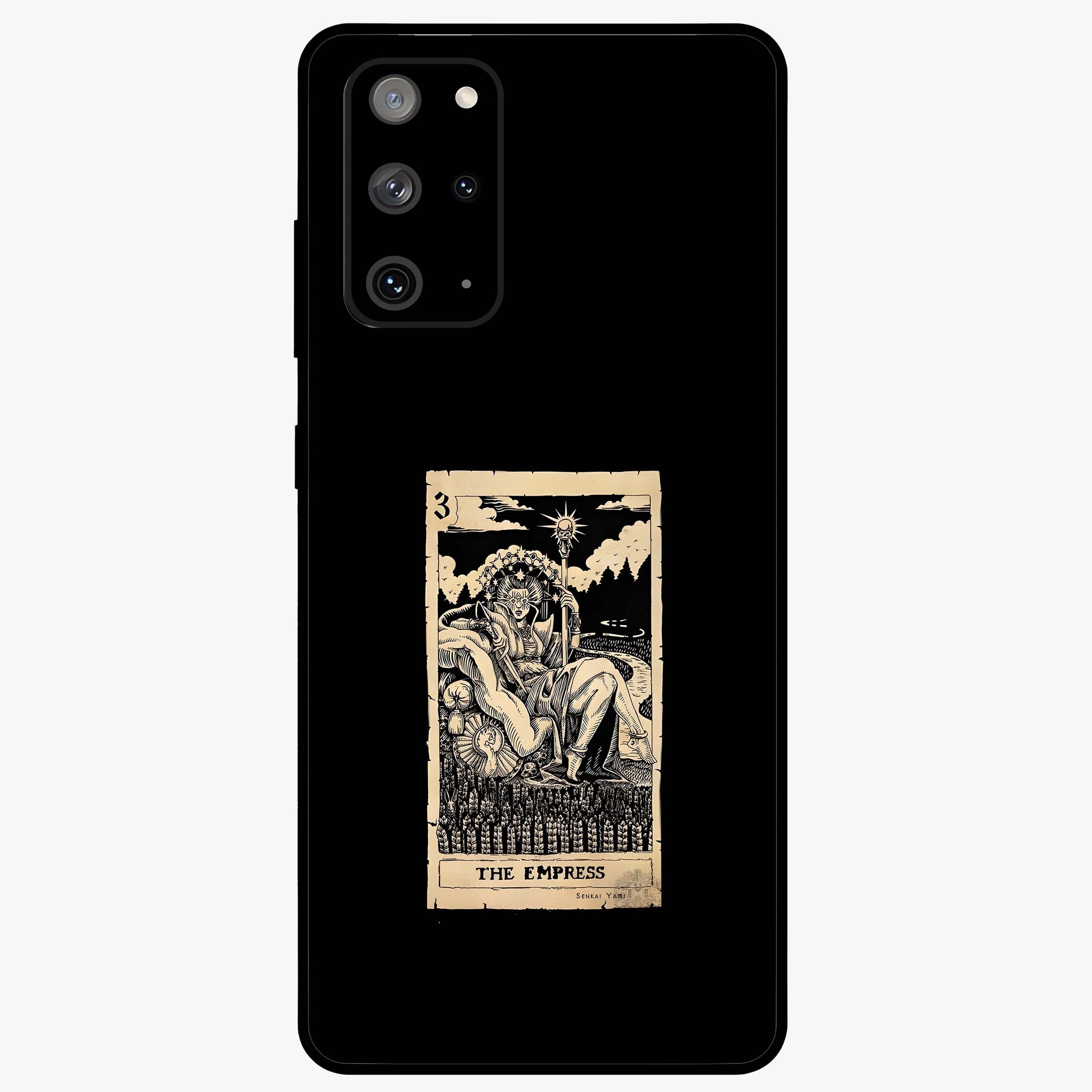 The Empress Glass Case showing flat back view with regal feminine artwork and glossy glass finish.