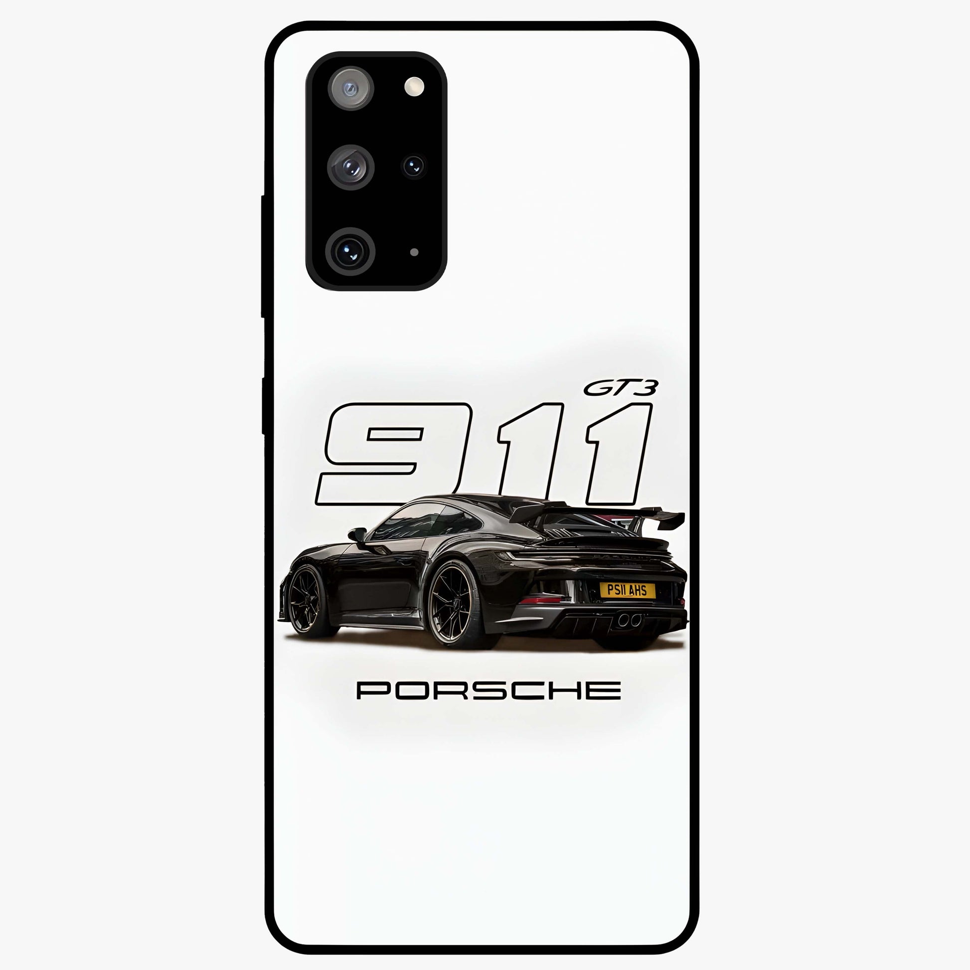 Turbo Legacy Icon Glass Case showing flat back view with iconic sports car inspired artwork and glossy glass finish.