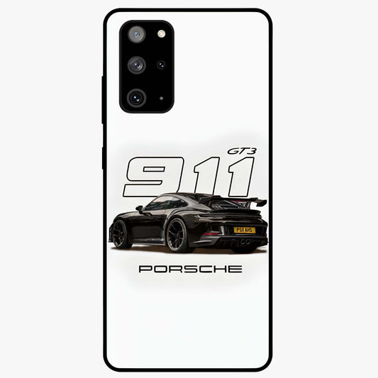 Turbo Legacy Icon Glass Case showing flat back view with iconic sports car inspired artwork and glossy glass finish.