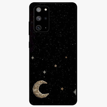Twinkle Star With Half Moon Glass Case showing flat back view with star and half moon artwork and glossy glass finish.