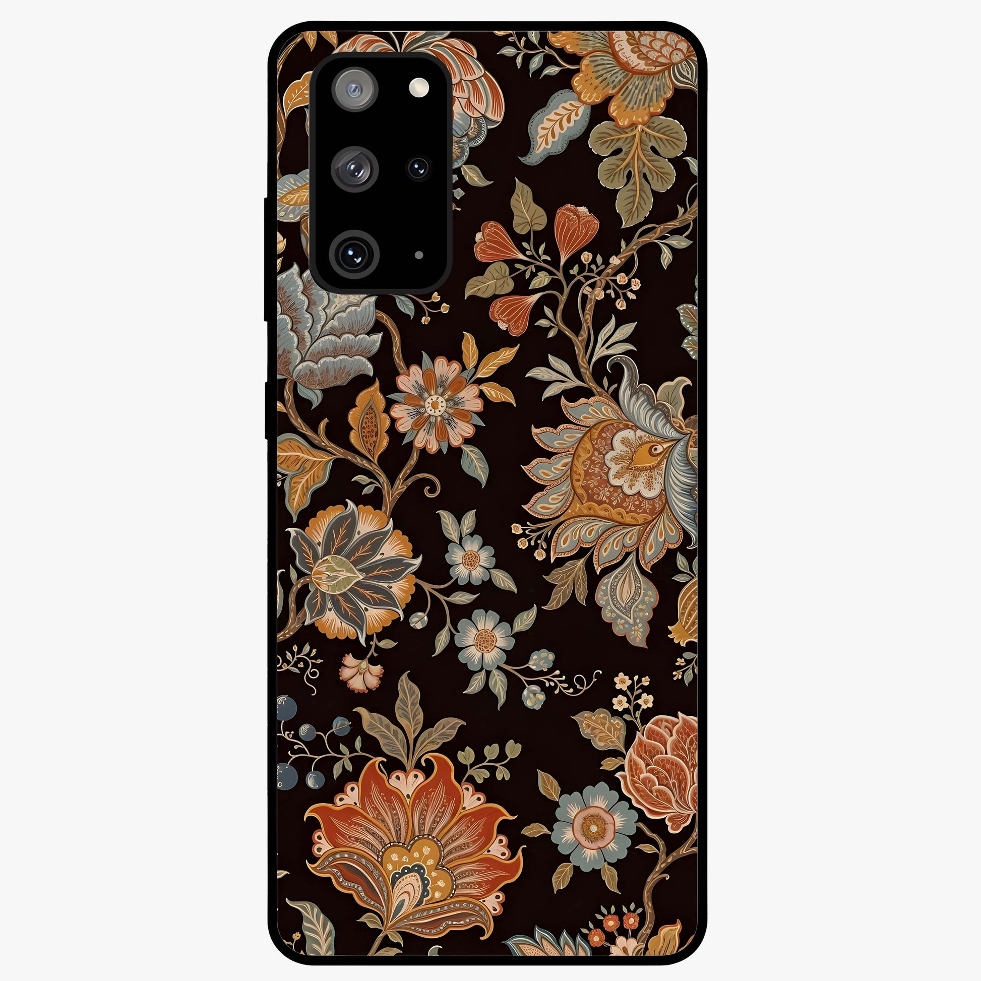 Vintage Floral Dream Glass Case showing flat back view with classic floral artwork and glossy glass finish.