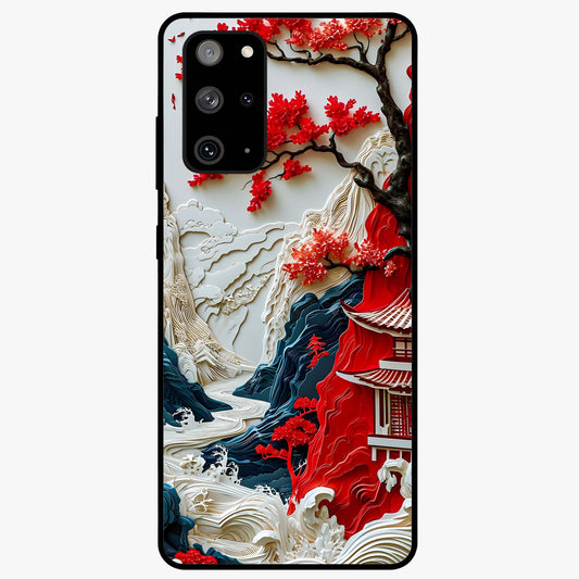 Whispers Of Sakura Waves Glass Case showing flat back view with cherry blossom wave artwork and glossy glass finish.