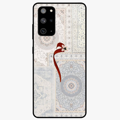 White Aesthetic Bow Glass Case showing flat back view with minimal bow artwork and glossy glass finish.