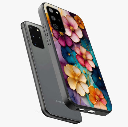 Artlyn Grace Flower Pattern Glass Case displayed in angled mockup highlighting delicate flower pattern design and smooth glass surface.
