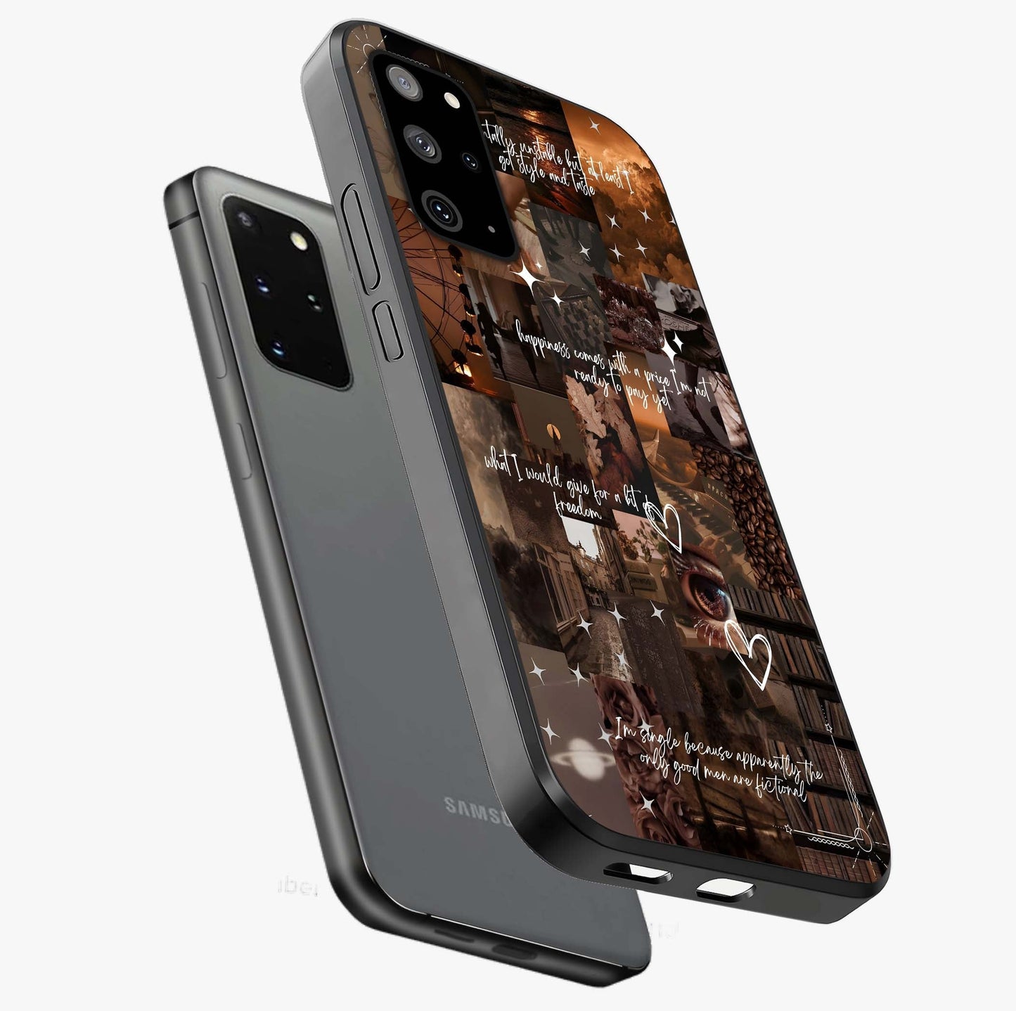 Bittersweet Aesthetic Chaos Glass Case displayed in angled mockup highlighting expressive abstract artwork and edgy aesthetic theme.