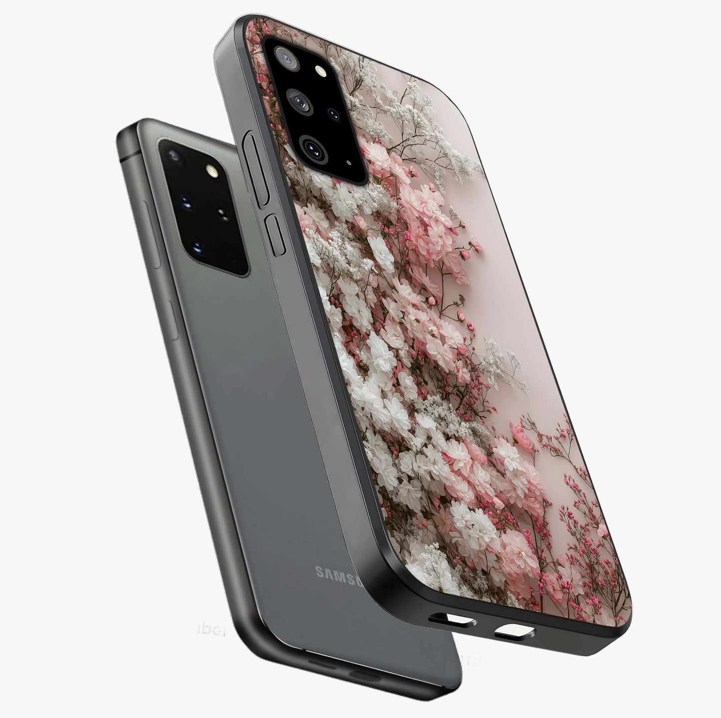 Blush Blossom Cloud Glass Case displayed in angled mockup highlighting soft cloud and blossom design with pastel aesthetic.