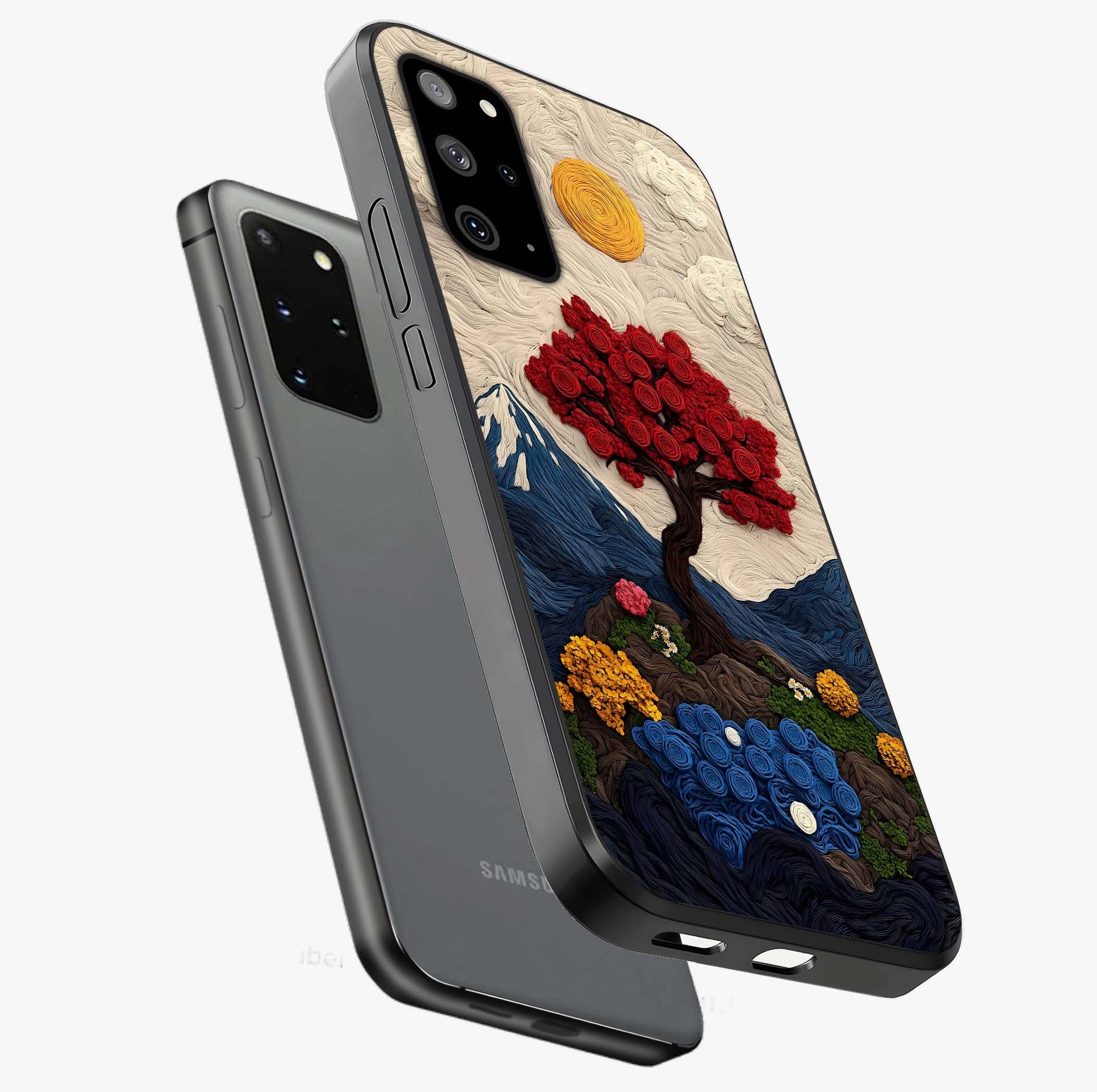 Eternal Nature Tapestry Glass Case displayed in angled mockup highlighting detailed botanical pattern with artistic aesthetic.