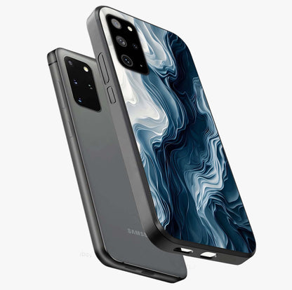 Ethereal Paper Marble Glass Case displayed in angled mockup highlighting elegant marble pattern with modern aesthetic style.