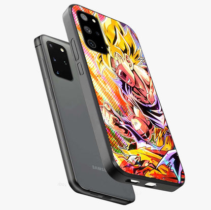 Firing Goku Glass Case displayed in angled mockup highlighting dynamic anime character design with action aesthetic.