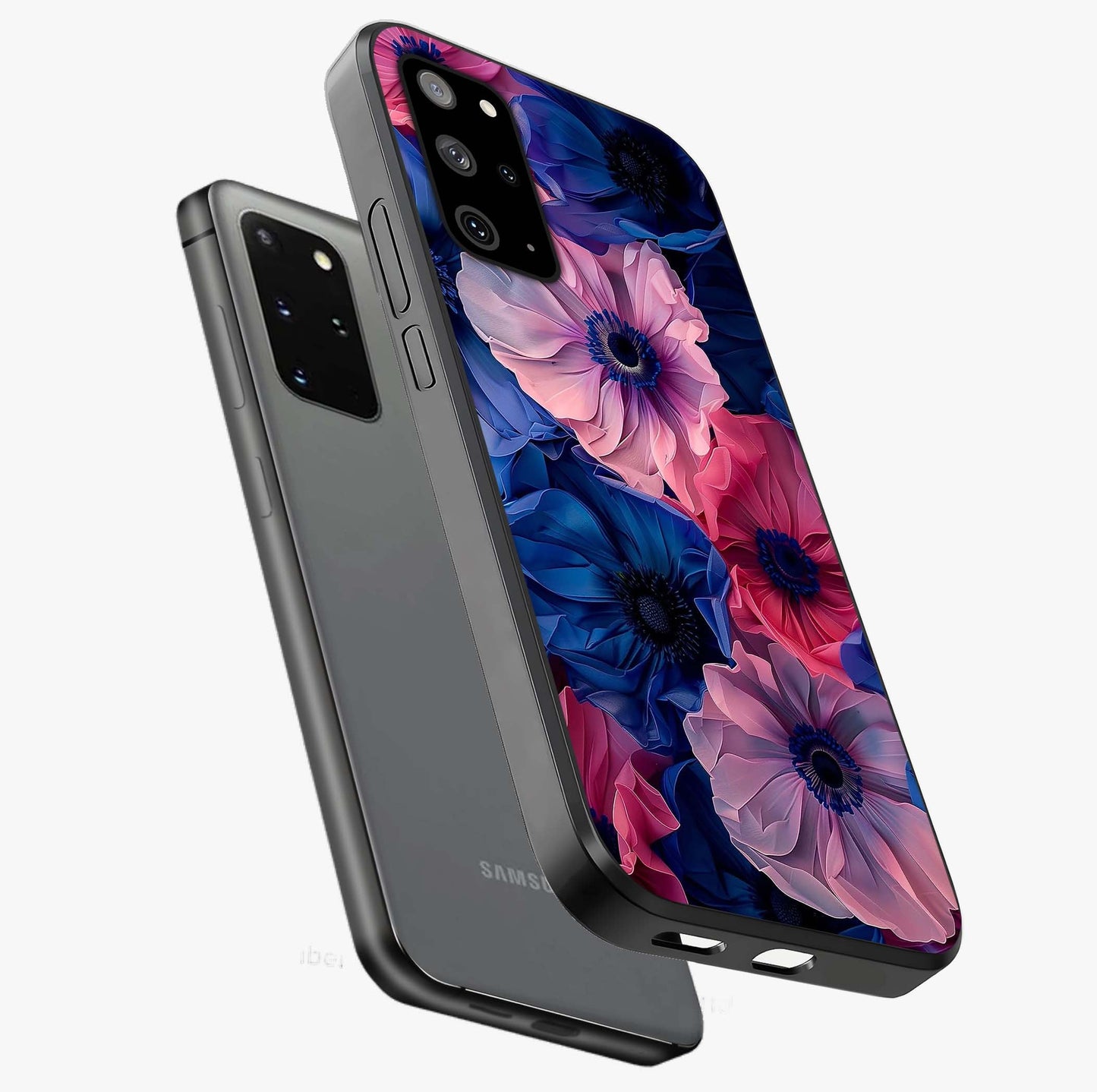 Flower Paper Art Pattern Glass Case displayed in angled mockup highlighting layered paper flower design with artistic aesthetic.