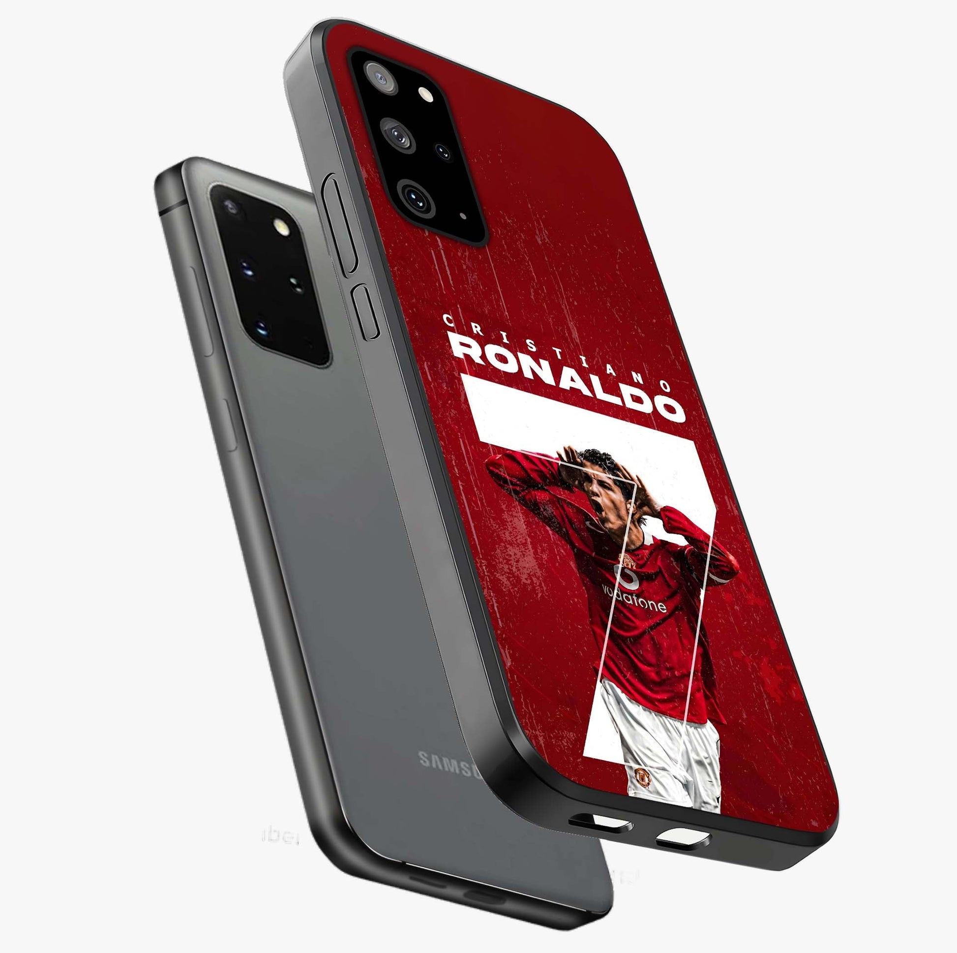 Goal Celebration Legacy Glass Case displayed in angled mockup highlighting energetic sports celebration design with bold athletic theme.