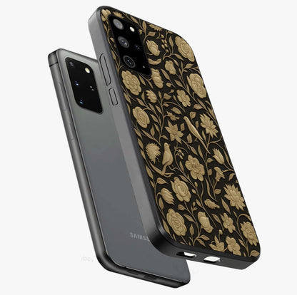 Golden Evil Eye Mandala Glass Case displayed in angled mockup highlighting protective evil eye symbol with golden mandala design.