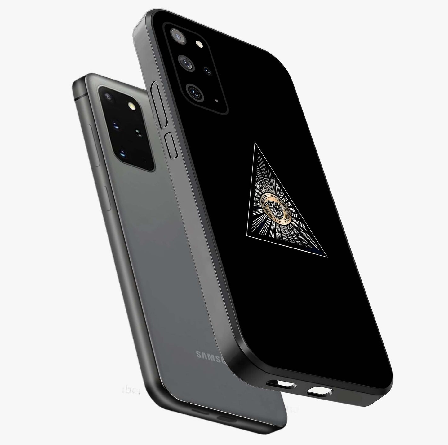 Illuminati Evil Glass Case displayed in angled mockup highlighting dark occult inspired design with bold aesthetic style.