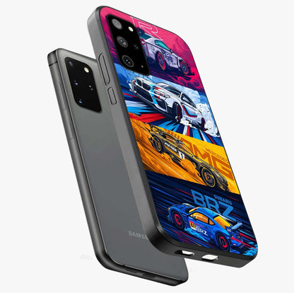 JDM Sports Car Glass Case displayed in angled mockup highlighting sleek Japanese racing car design with automotive aesthetic.