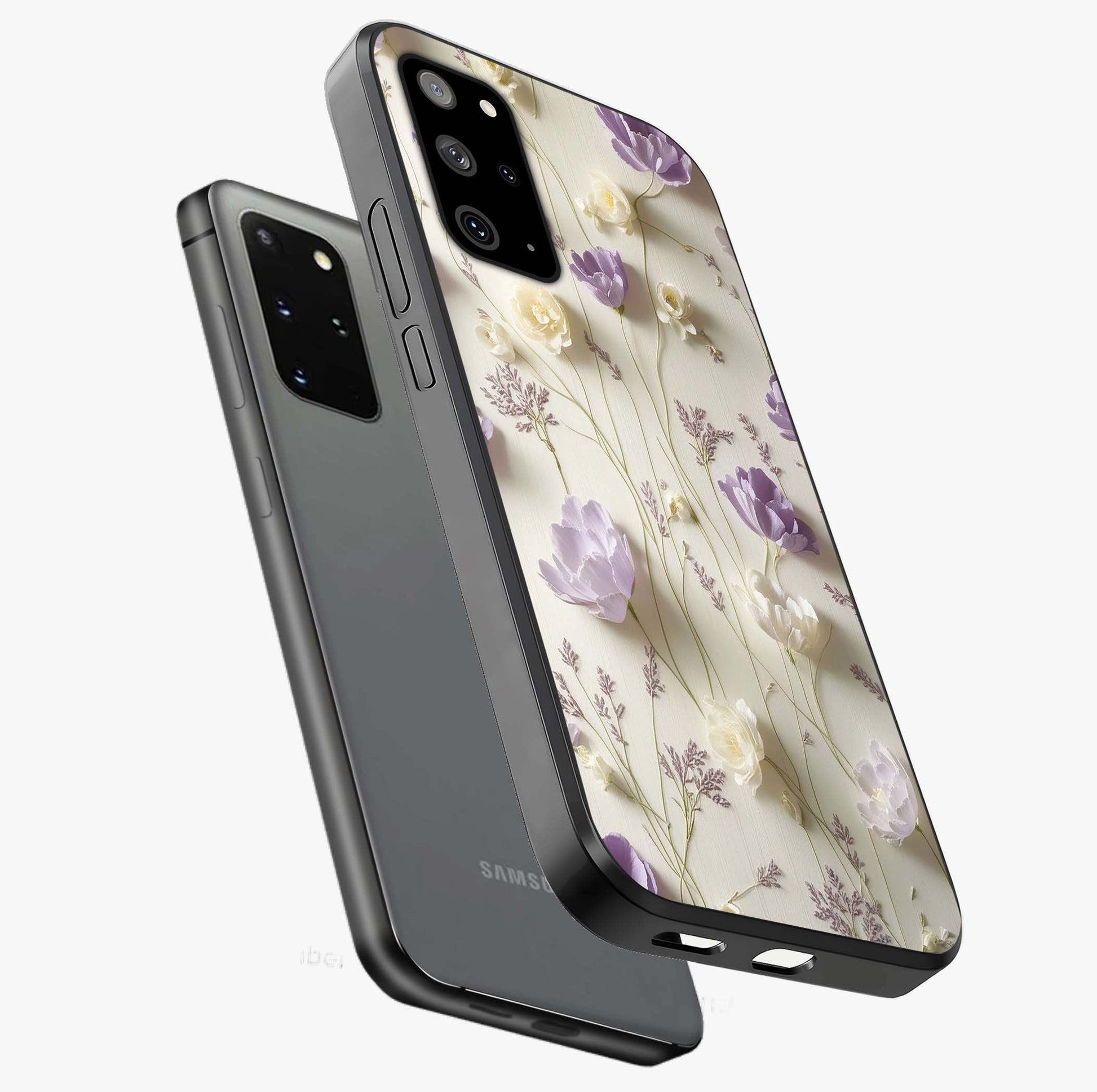 Lilac Breeze Harmony Glass Case displayed in angled mockup highlighting calm lilac breeze design with soothing aesthetic style.
