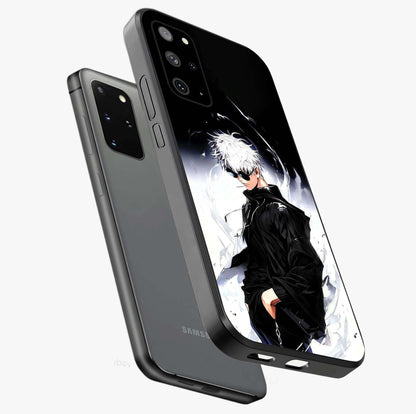Limitless Shadow King Glass Case displayed in angled mockup highlighting dramatic dark hero design with intense aesthetic.