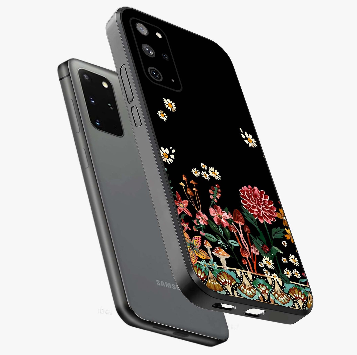 Midnight Bloom Pattern Glass Case displayed in angled mockup highlighting elegant flower design with midnight aesthetic style.