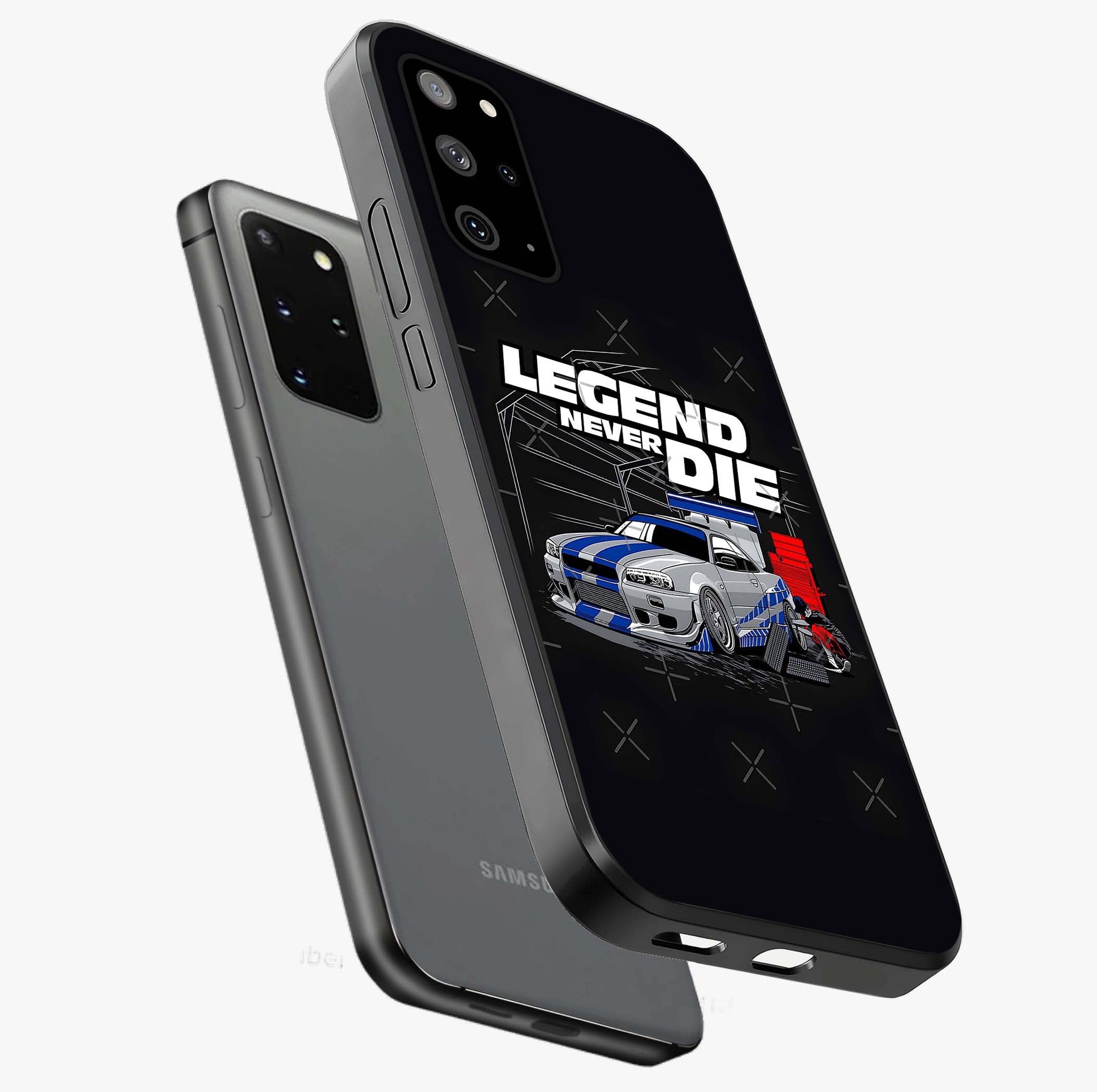 Midnight Racing Legacy Glass Case displayed in angled mockup highlighting dynamic automotive design with bold midnight aesthetic.