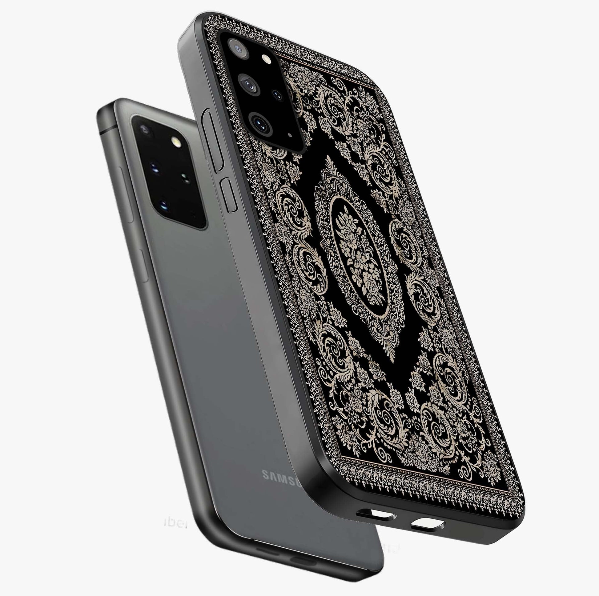 Noir Bloom Elegance Glass Case displayed in angled mockup highlighting refined flower design with stylish noir aesthetic.
