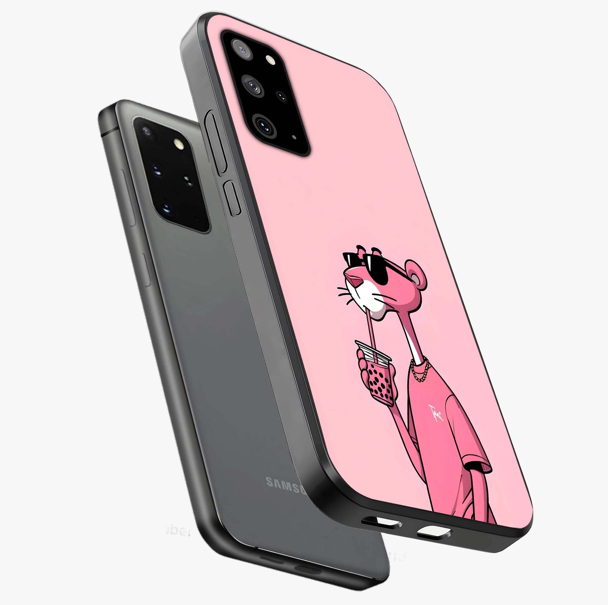 Pink Panther Glass Case displayed in angled mockup highlighting playful cartoon character design with vibrant pink aesthetic.