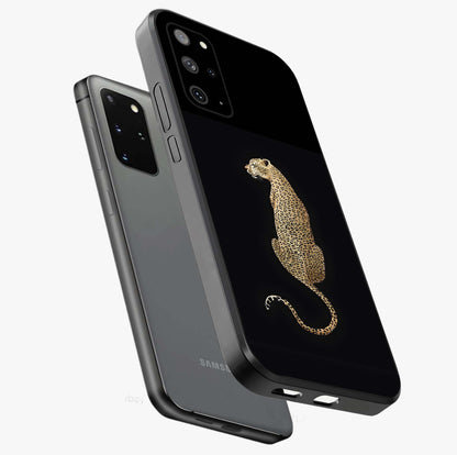 Regal Leopard Glass Case displayed in angled mockup highlighting powerful animal illustration with stylish wild aesthetic.