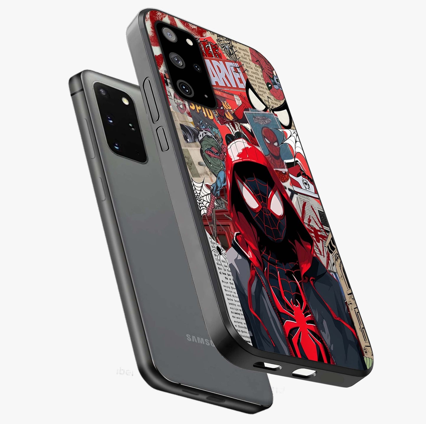 Spider Collage Street Glass Case displayed in angled mockup highlighting dynamic street style collage design with comic aesthetic.