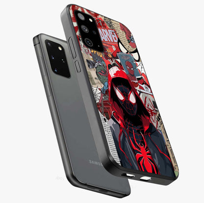 Spider Collage Street Glass Case displayed in angled mockup highlighting dynamic street style collage design with comic aesthetic.