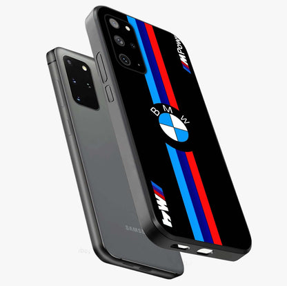 Turbo BMW Beast Glass Case displayed in angled mockup highlighting sleek racing car design with bold automotive aesthetic.