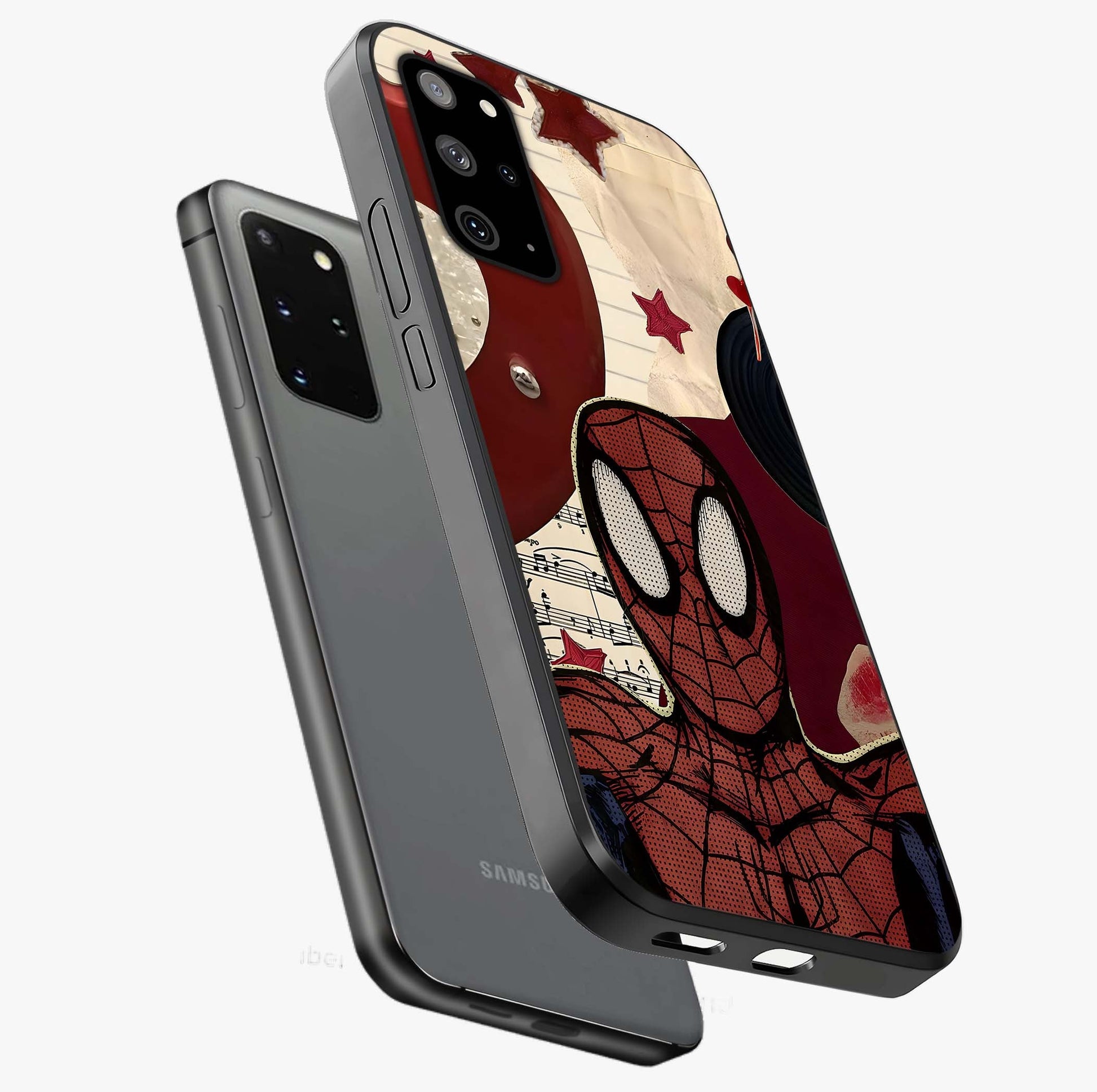 Web Warrior Vibes Glass Case displayed in angled mockup highlighting dynamic web design with comic style aesthetic.