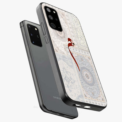 White Aesthetic Bow Glass Case displayed in angled mockup highlighting clean bow design with soft aesthetic style.
