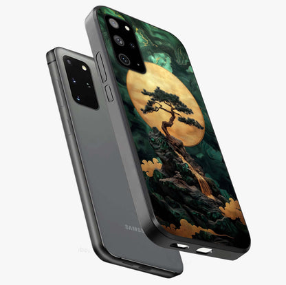 Zen Moon Rise Glass Case displayed in angled mockup highlighting peaceful lunar design with zen aesthetic style.