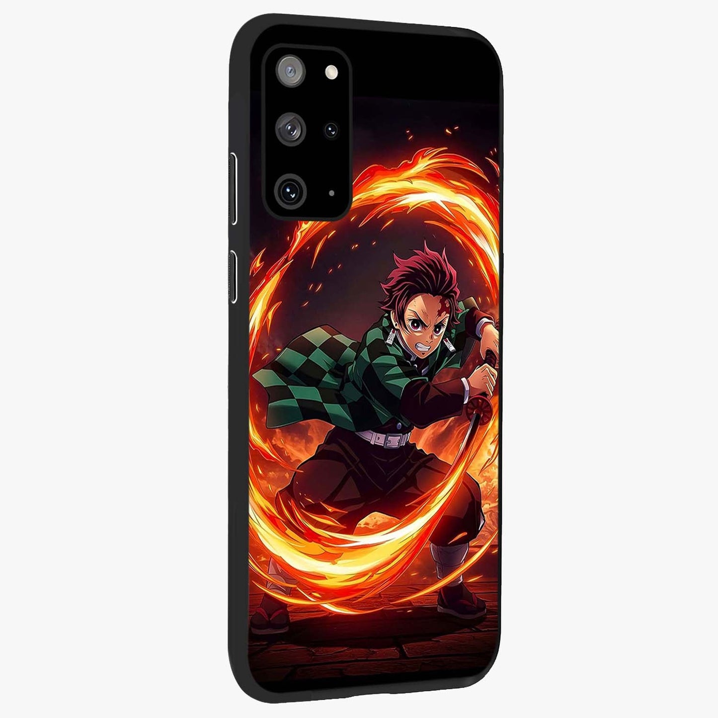 Blazing Sword Resolve Glass Case upright view showcasing dramatic warrior inspired artwork with intense visual style.