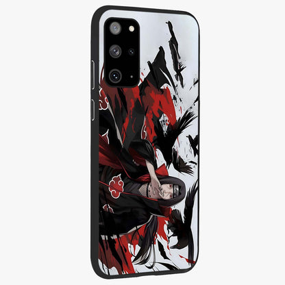 Crimson Crow Illusion Glass Case upright view showcasing striking crow illusion artwork with intense crimson theme.