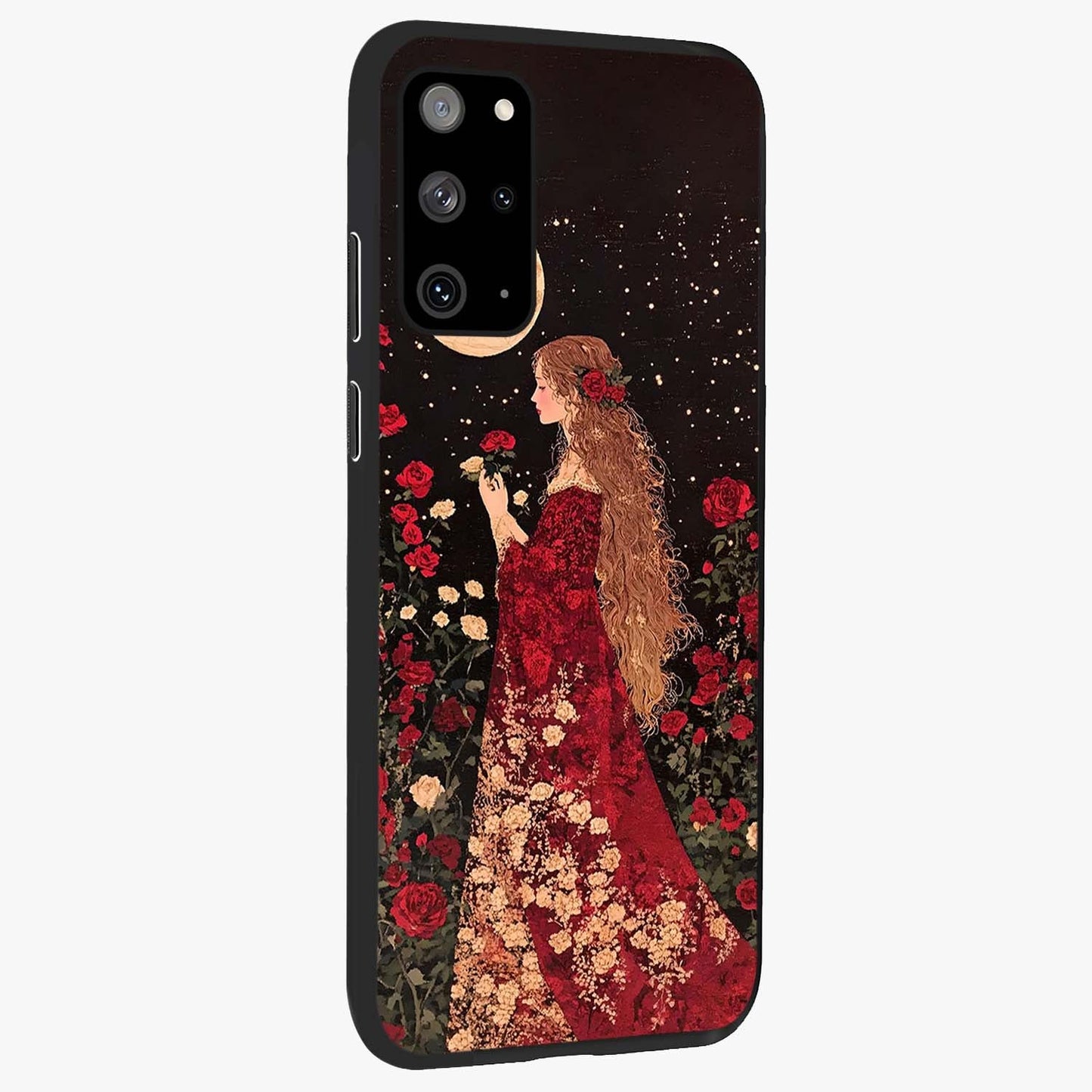 Crimson Dreams Glass Case upright view showcasing dreamy red toned artwork with modern aesthetic style.