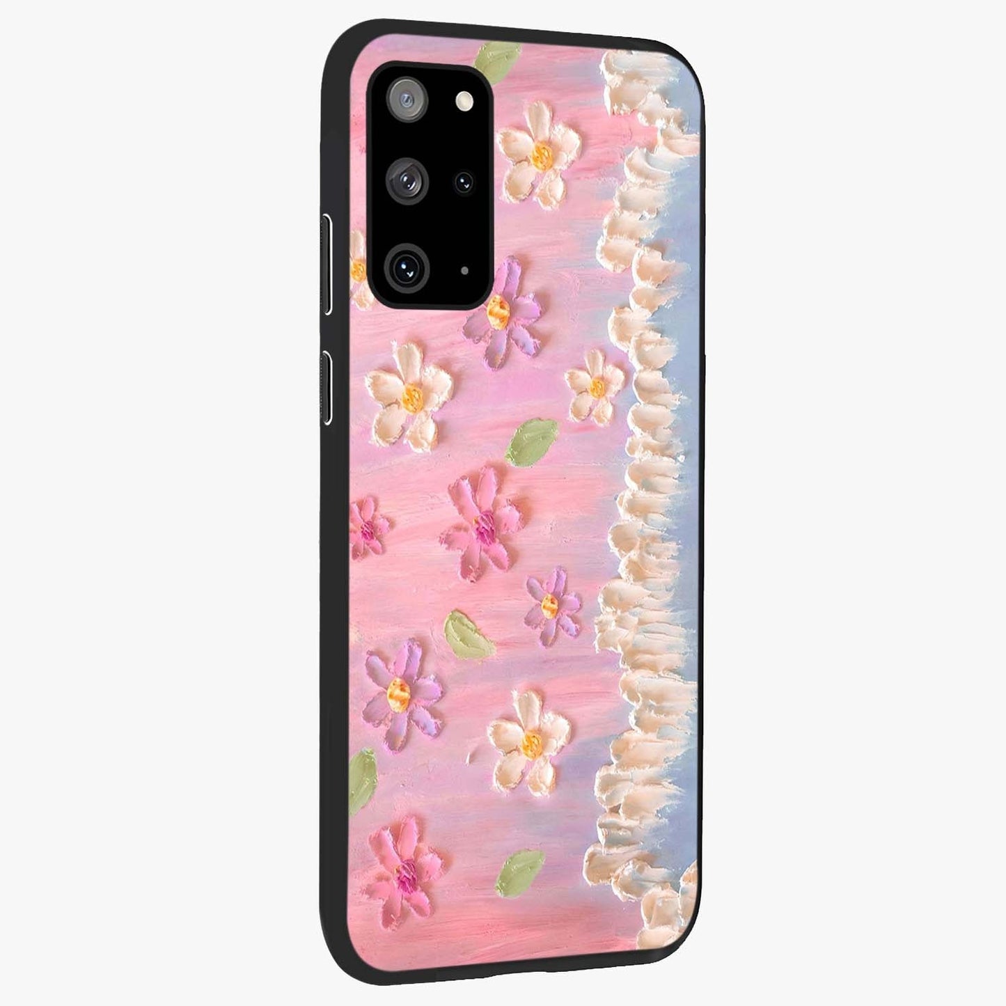 Dreamy Painted Garden Glass Case upright view showcasing vibrant floral garden artwork with artistic nature theme.
