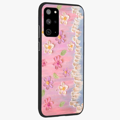 Dreamy Painted Garden Glass Case upright view showcasing vibrant floral garden artwork with artistic nature theme.
