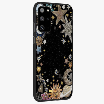 Galactic Jewel Stars Glass Case upright view showcasing glittering star jewel artwork with vibrant galaxy theme.