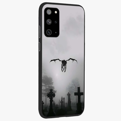 Graveyard Shadow Descent Glass Case upright view showcasing haunting graveyard artwork with dramatic dark theme.