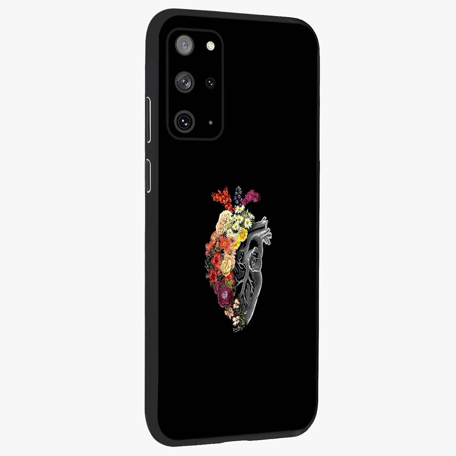 Heart With Flowers Glass Case upright view showcasing decorative heart and floral artwork with sweet romantic theme.