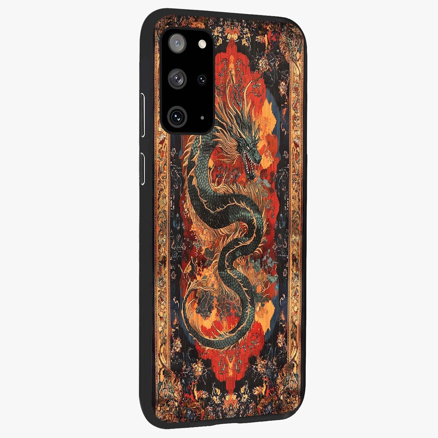 Inferno Dragon Soul Glass Case upright view showcasing intense dragon artwork with fantasy fire theme.