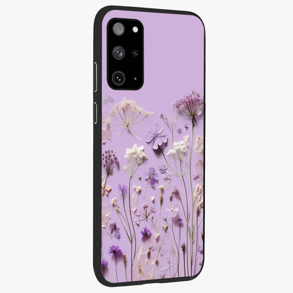 Lavender Blossom Dream Glass Case upright view showcasing delicate lavender blossom artwork with peaceful floral theme.