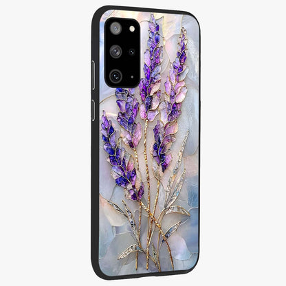 Lavender Dream Glow Glass Case upright view showcasing radiant lavender glow artwork with calming dreamy theme.