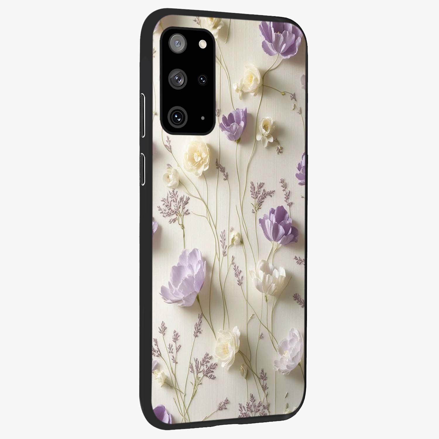 Lilac Breeze Harmony Glass Case upright view showcasing delicate lilac artwork with peaceful floral theme.