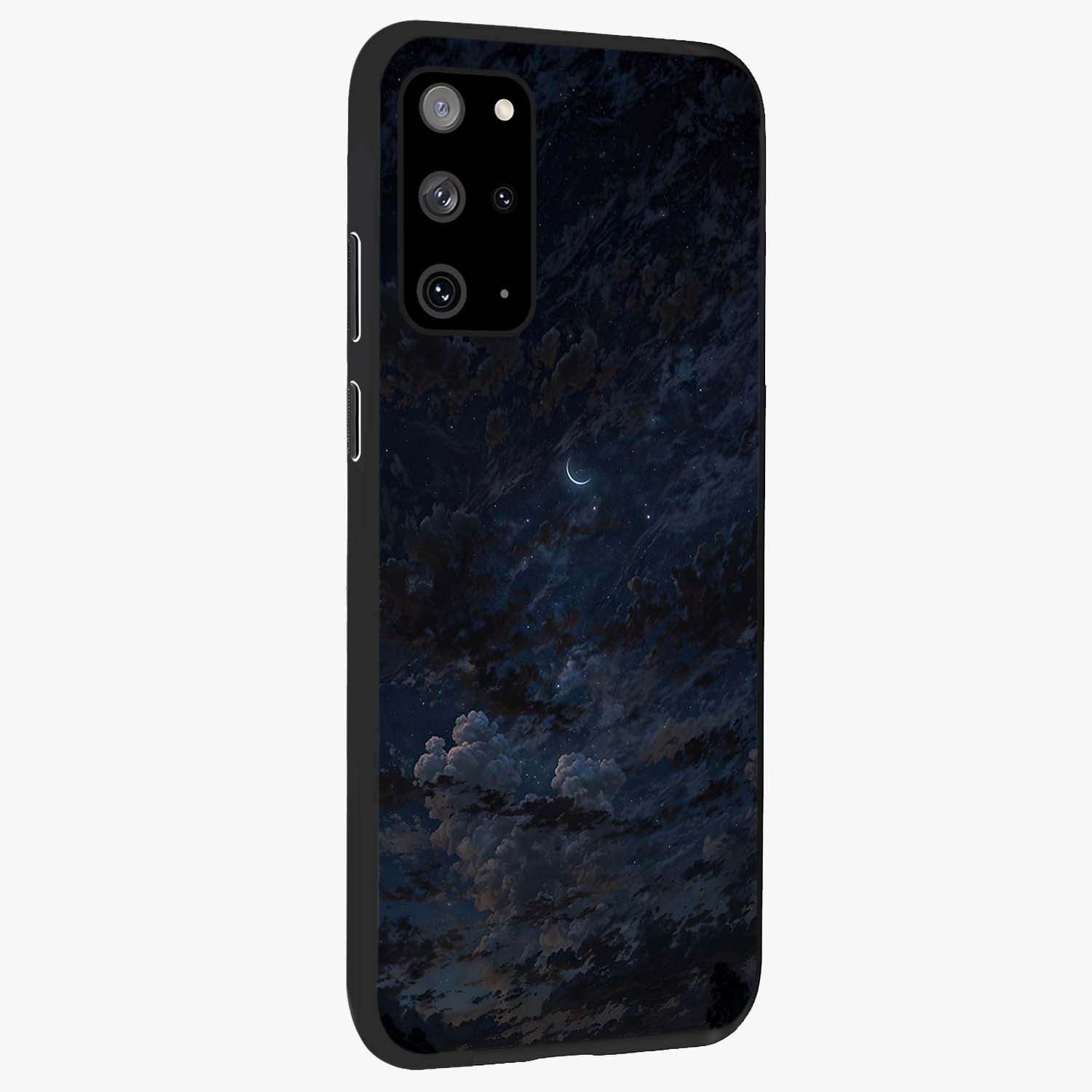 Lunar Veil Silence Glass Case upright view showcasing calm moon themed artwork with serene night atmosphere.