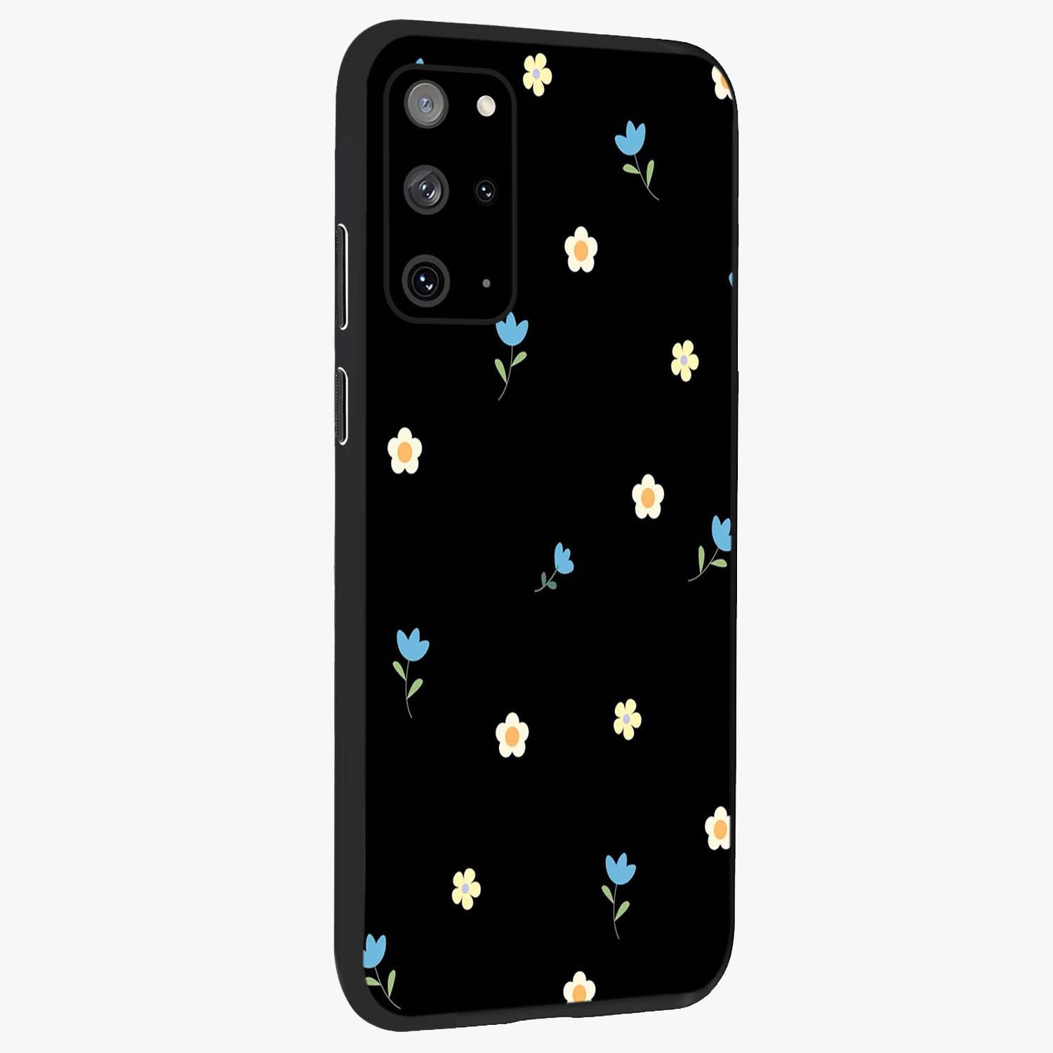 Minimal Petal Whispers Glass Case upright view showcasing elegant floral artwork with modern minimalist style.