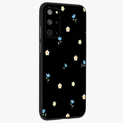 Minimal Petal Whispers Glass Case upright view showcasing elegant floral artwork with modern minimalist style.