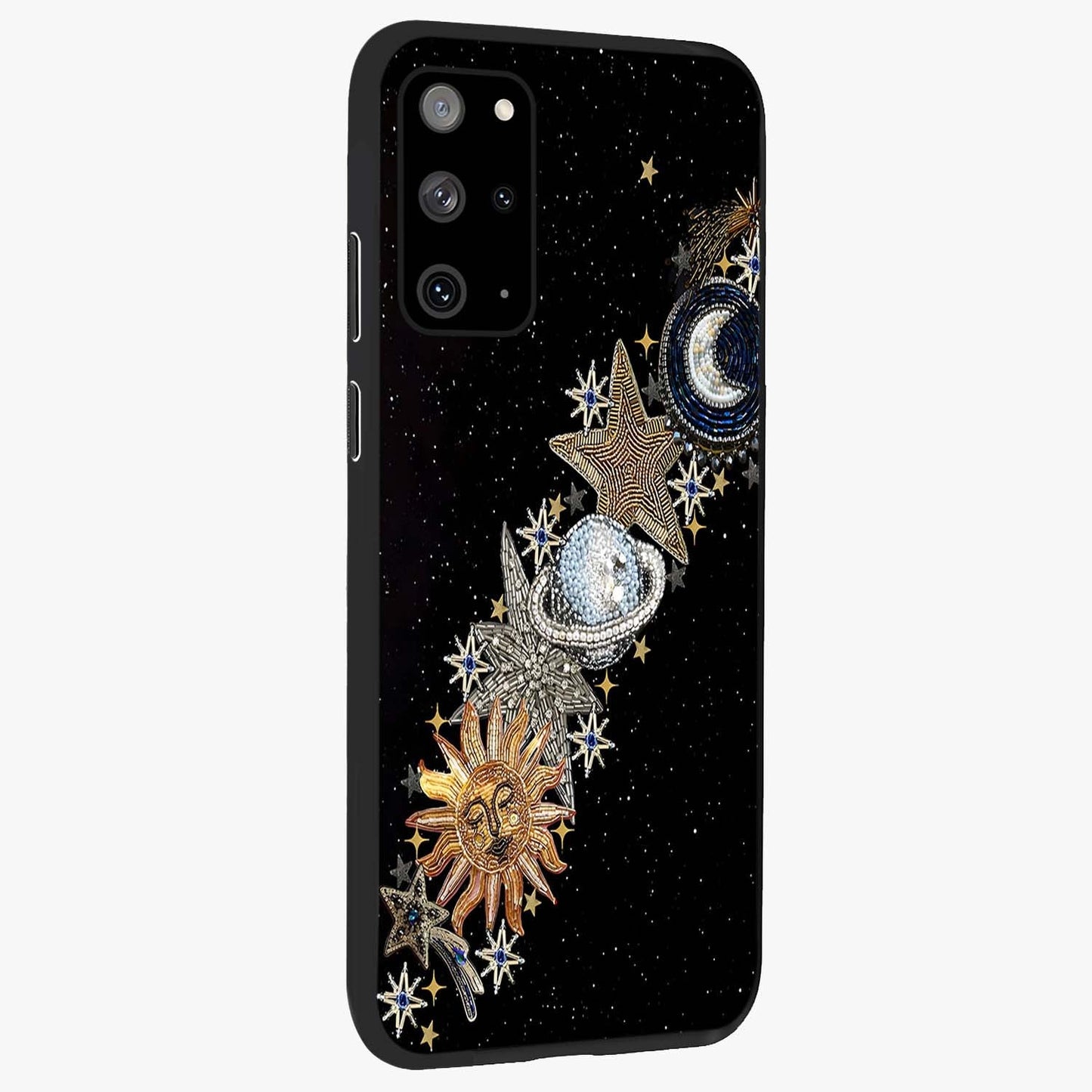 Pearls Universe Object Glass Case upright view showcasing decorative pearl themed artwork with cosmic elegance.