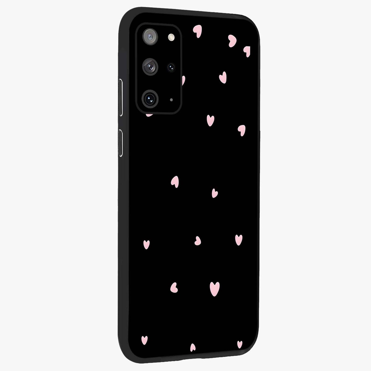 Pink Love Drops Glass Case upright view showcasing charming heart drop artwork with romantic playful theme.