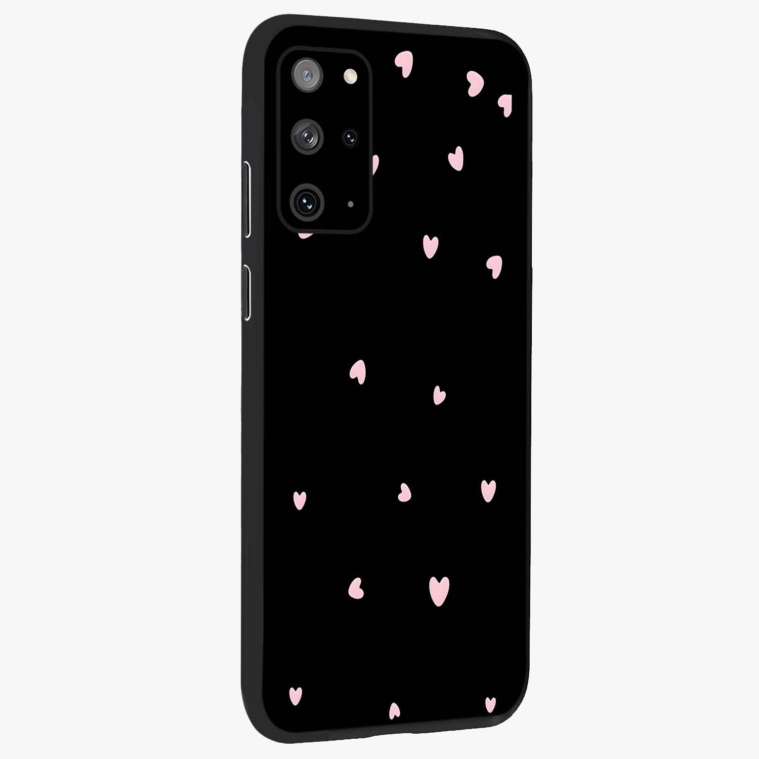 Pink Love Drops Glass Case upright view showcasing charming heart drop artwork with romantic playful theme.