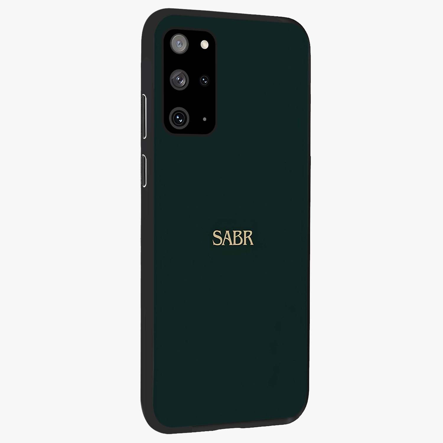 Sabr Minimal Patience Glass Case upright view showcasing calm minimalist artwork with motivational patience theme.